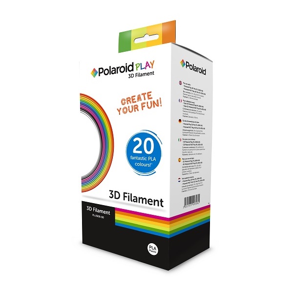 מארז 20 סלילי PLA Filament מקוריים Polaroid באורך 100 מטר (5 מטר כל סליל)